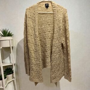 Bobeau Cream Open-Knit Cardigan